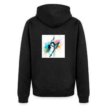 Ballerina in Aquarell - Unisex Premium Bio Zip Hoodie - Schwarz - Hinten - Nico (187cm)