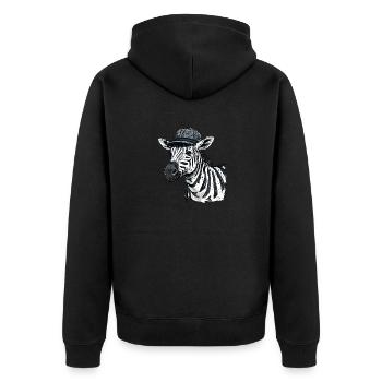 Cute Zebra with Hat - Unisex Premium Organic Zip Hoodie - black - Back - Nico (187cm)
