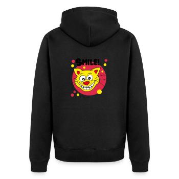 Smile! - Unisex Premium Bio Zip Hoodie - Schwarz - Hinten - Nico (187cm)