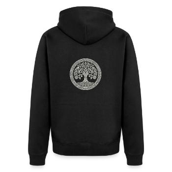 Yggdrasil Keltischer Baum - Unisex Premium Bio Zip Hoodie - Schwarz - Hinten - Nico (187cm)