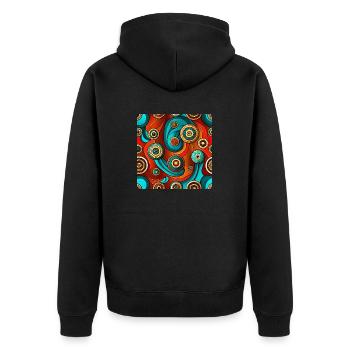 Modernes Ajrakh Nahtloses Muster - Unisex Premium Bio Zip Hoodie - Schwarz - Hinten - Nico (187cm)