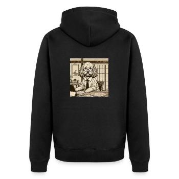 Japan Ukijo e Style Desk Cockapoo - Unisex Premium Organic Zip Hoodie - black - Back - Nico (187cm)