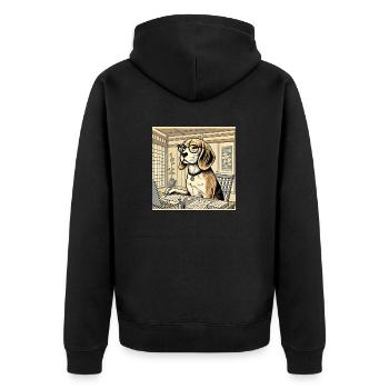Beagle at the desk - ukiyo-e style - Unisex Premium Organic Zip Hoodie - black - Back - Nico (187cm)