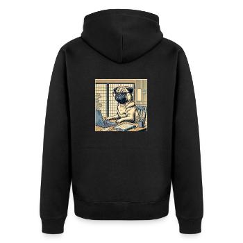 Pug de bureau Japan Ukijo e Style - Veste à capuche bio Premium Unisexe - noir - Dos - Nico (187cm)