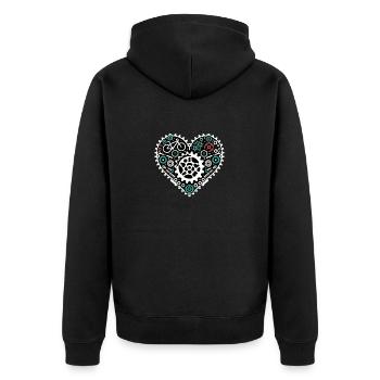 Fahrrad-Zahnrad Herz - Unisex Premium Bio Zip Hoodie - Schwarz - Hinten - Nico (187cm)