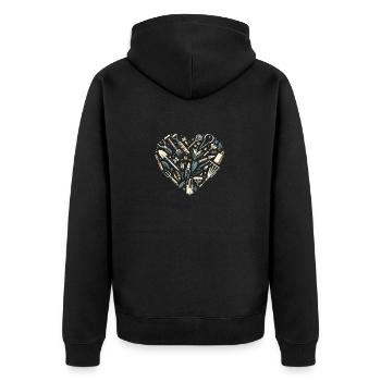 Stilvolles Garten Herz - Unisex Premium Bio Zip Hoodie - Schwarz - Hinten - Nico (187cm)