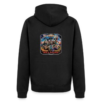 Out of Space - Refugees Welcome Design - Version 1 - Unisex Premium Bio Zip Hoodie - Schwarz - Hinten - Nico (187cm)