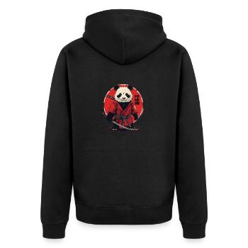 pandamurai - Unisex Premium Organic Zip Hoodie - black - Back - Nico (187cm)