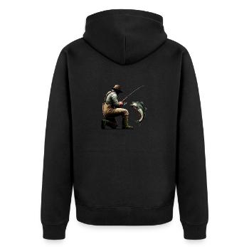 Fishing - Fisherman - Unisex Premium Organic Zip Hoodie - black - Back - Nico (187cm)