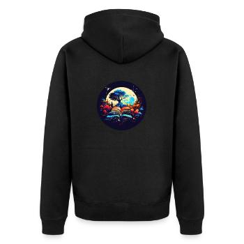 Dreamy reading experience - Unisex Premium Organic Zip Hoodie - black - Back - Nico (187cm)