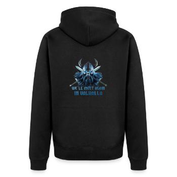 Wikinger Schädel 06 2024 06 - Unisex Premium Bio Zip Hoodie - Schwarz - Hinten - Nico (187cm)