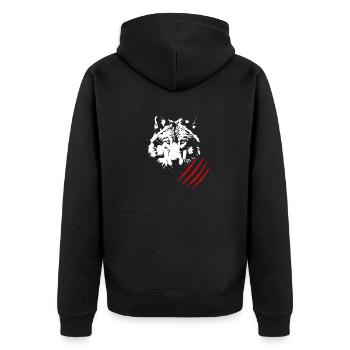 Wolfskopf - Unisex Premium Bio Zip Hoodie - Schwarz - Hinten - Nico (187cm)
