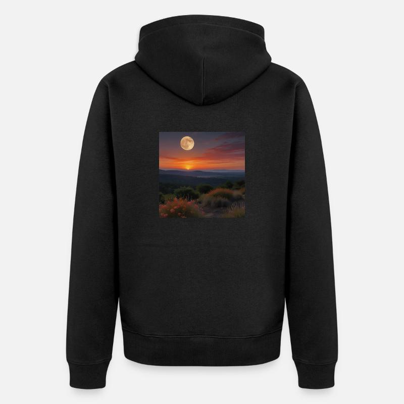 Paysage Coucher De Soleil - Veste à capuche bio Premium Unisexe - noir