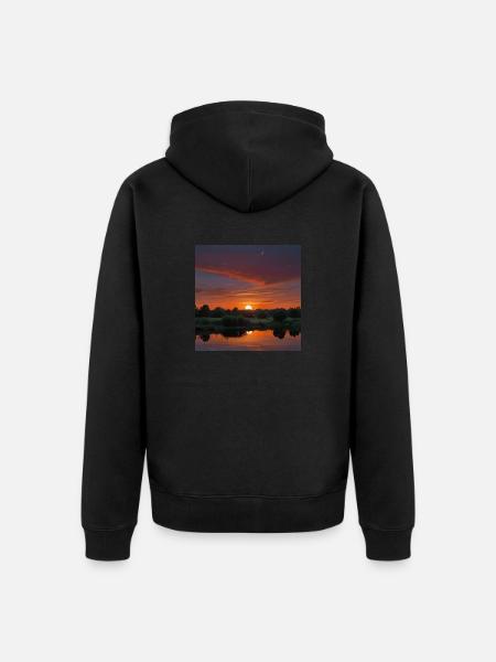 Landscape Sunset - Unisex Premium Organic Zip Hoodie - black