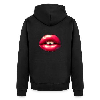 Sexy rote Lippen - Unisex Premium Bio Zip Hoodie - Schwarz - Hinten - Nico (187cm)