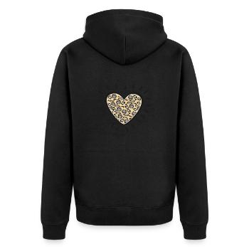 Logo cœur brillant à imprimé animalier crème - Veste à capuche bio Premium Unisexe - noir - Dos - Nico (187cm)