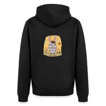 Lapin de mauvaise humeur | © M2-D2 - Veste à capuche bio Premium Unisexe - noir - Dos - Nico (187cm)