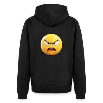Wütend Emoticon Emotion - Unisex Premium Bio Zip Hoodie - Schwarz - Hinten - Nico (187cm)