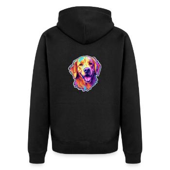 Golden Retriever - Unisex Premium Bio Zip Hoodie - Schwarz - Hinten - Nico (187cm)
