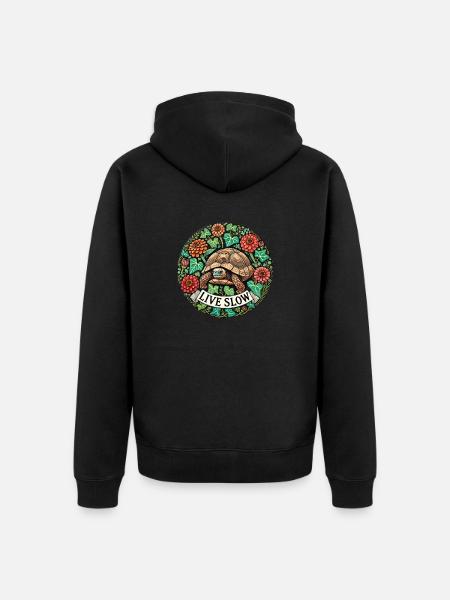Lebende langsame Schildkröte - Unisex Premium Bio Zip Hoodie - Schwarz