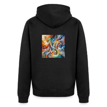 Lively River - Abstract Painting - Unisex Premium Organic Zip Hoodie - black - Back - Nico (187cm)