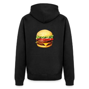 Aquarelle, hamburgers, restauration rapide - Veste à capuche bio Premium Unisexe - noir - Dos - Nico (187cm)