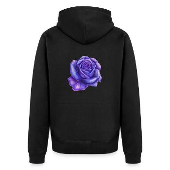 Purple Rose - Unisex Premium Organic Zip Hoodie - black - Back - Nico (187cm)