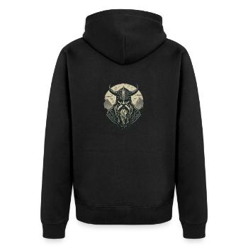Nordic - Unisex Premium Organic Zip Hoodie - black - Back - Nico (187cm)