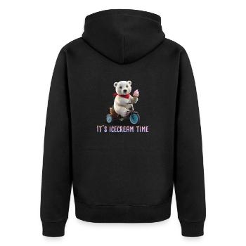 Eisbär i like ice in the sunshine 02 - Unisex Premium Bio Zip Hoodie - Schwarz - Hinten - Nico (187cm)