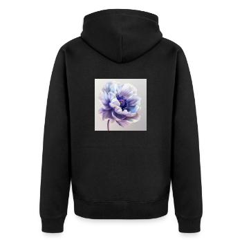 Lila Macro 5 - Unisex Premium Bio Zip Hoodie - Schwarz - Hinten - Nico (187cm)