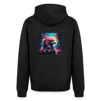 Neon Adler - Unisex Premium Bio Zip Hoodie - Schwarz - Hinten - Nico (187cm)