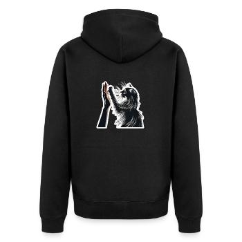 Katzenfreunde - Unisex Premium Bio Zip Hoodie - Schwarz - Hinten - Nico (187cm)