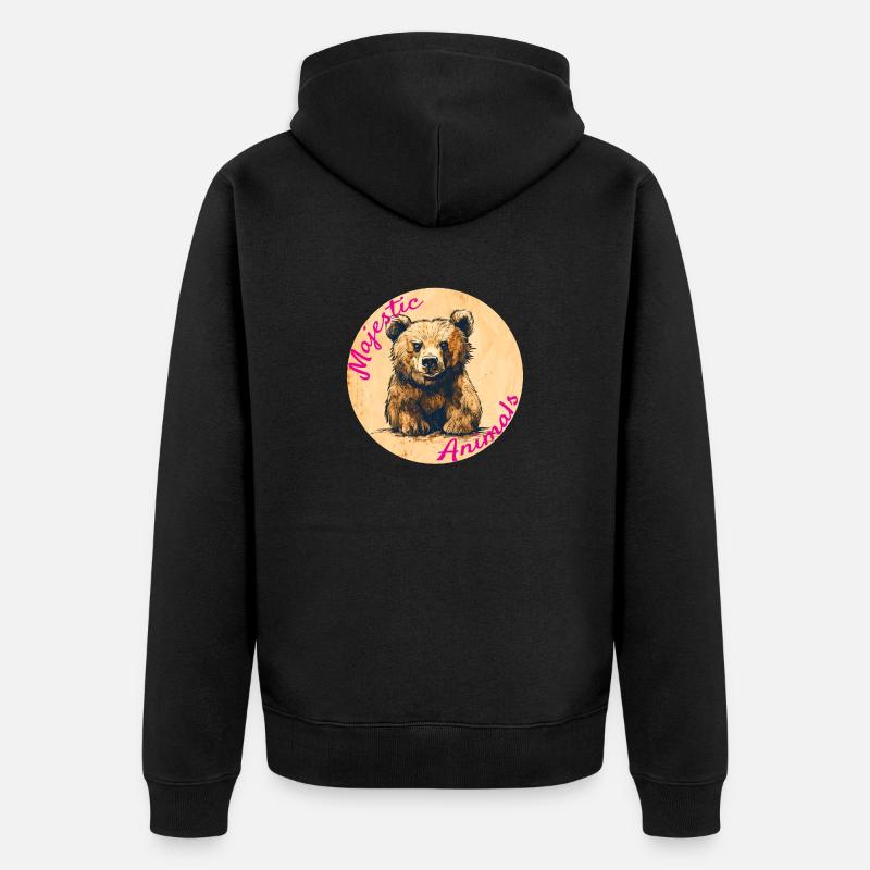 Animaux majestueux : ourson mignon - Veste à capuche bio Premium Unisexe - noir