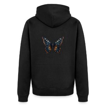 Schmetterling - Unisex Premium Bio Zip Hoodie - Schwarz - Hinten - Nico (187cm)