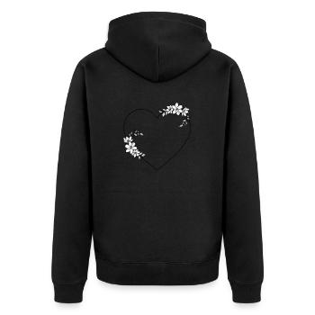 Rahmen Herz - Unisex Premium Bio Zip Hoodie - Schwarz - Hinten - Nico (187cm)
