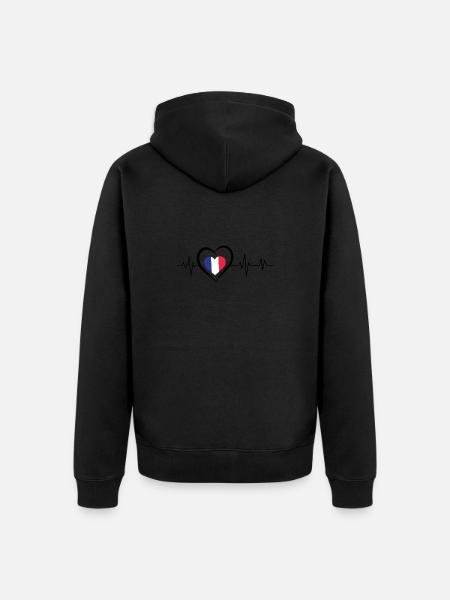 Herzschlag Frankreich - Unisex Premium Bio Zip Hoodie - Schwarz