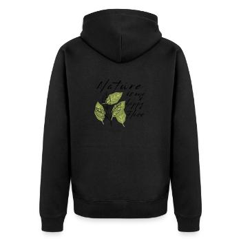 Nature Love - Unisex Premium Bio Zip Hoodie - Schwarz - Hinten - Nico (187cm)