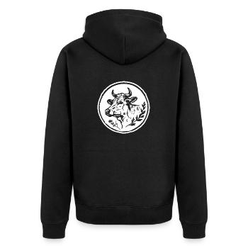 Kuh Kühe - Unisex Premium Bio Zip Hoodie - Schwarz - Hinten - Nico (187cm)
