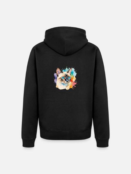 Siamkatze Wasserfarben - Unisex Premium Bio Zip Hoodie - Schwarz