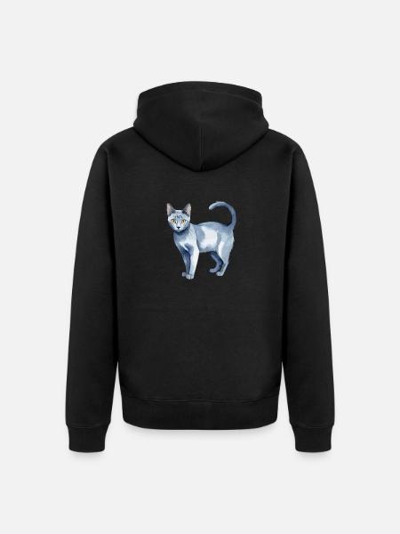 Russisch Blau Katze Wasserfarben - Premium økologisk unisex-hættejakke - sort