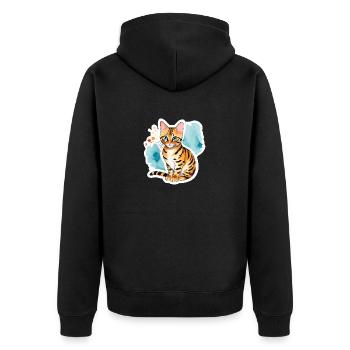 Chat du Bengale Aquarelles - Veste à capuche bio Premium Unisexe - noir - Dos - Nico (187cm)