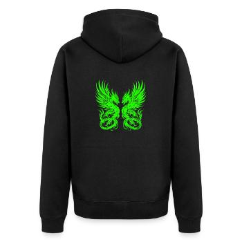 Fantasy Dragon Anime Drachenkopf Mythisch Reptil Magie - Unisex Premium Bio Zip Hoodie - Schwarz - Hinten - Nico (187cm)