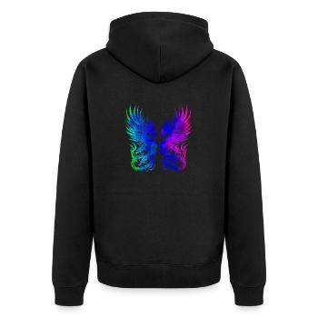 Fantasy Dragon Anime Drachenkopf Mythisch Reptil Magie - Unisex Premium Bio Zip Hoodie - Schwarz - Hinten - Nico (187cm)