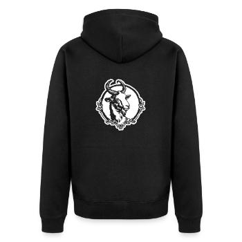 Steinbock Ziege - Unisex Premium Bio Zip Hoodie - Schwarz - Hinten - Nico (187cm)