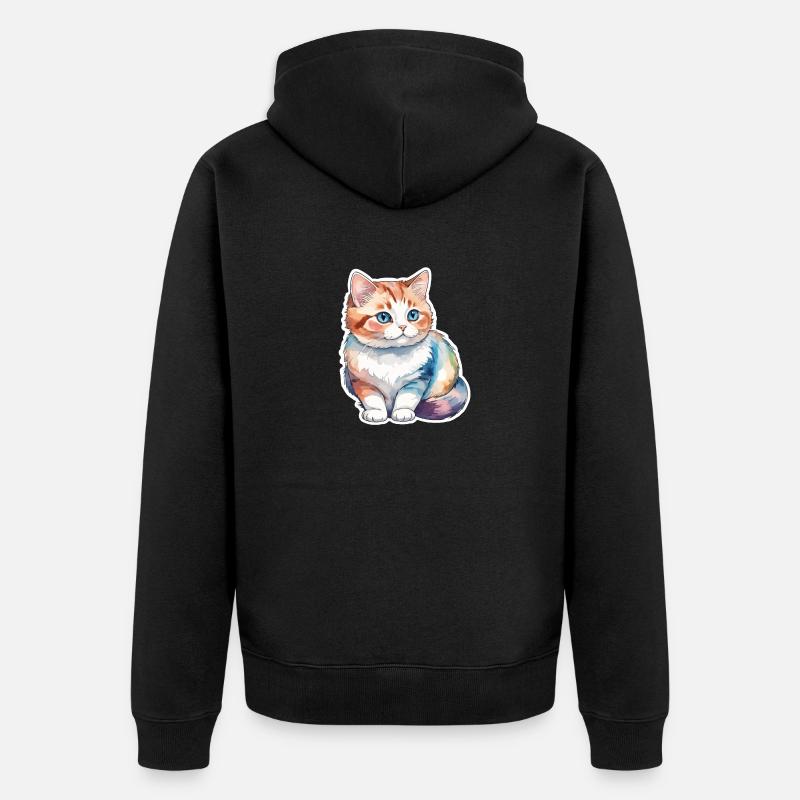 Munchkin Teckel Chat Aquarelle - Veste à capuche bio Premium Unisexe - noir