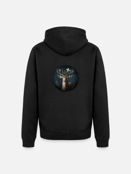 Deer Green - Unisex Premium Organic Zip Hoodie - black