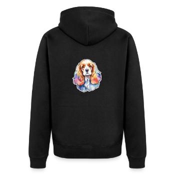 Cocker américain Épagneul Aquarelles - Veste à capuche bio Premium Unisexe - noir - Dos - Nico (187cm)