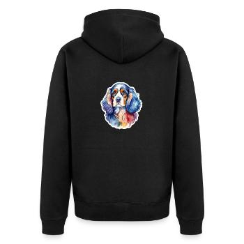 Cocker américain Épagneul Aquarelles - Veste à capuche bio Premium Unisexe - noir - Dos - Nico (187cm)