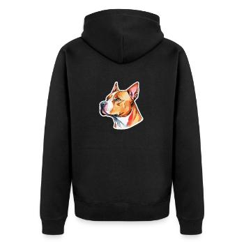 American Staffordshire Terrier Wasserfarben - Unisex Premium Bio Zip Hoodie - Schwarz - Hinten - Nico (187cm)