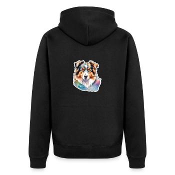 Berger Australien Aquarelles - Veste à capuche bio Premium Unisexe - noir - Dos - Nico (187cm)